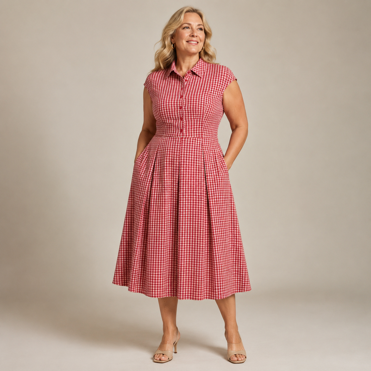 Camille Geruite Jurk — Retro Stijl & Vrouwelijke Pasvorm