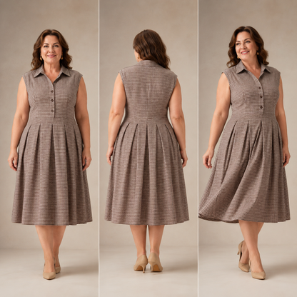 Camille Geruite Jurk — Retro Stijl & Vrouwelijke Pasvorm