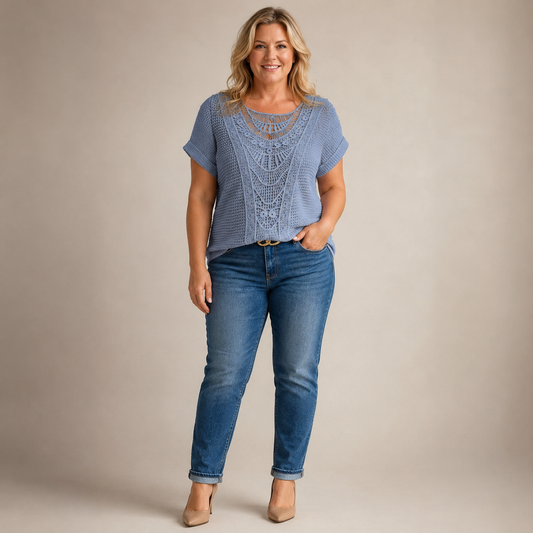 Isabeau Kant Top — Luchtige Elegantie & Verfijnde Details