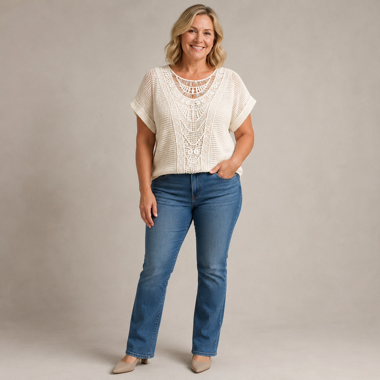 Isabeau Kant Top — Luchtige Elegantie & Verfijnde Details