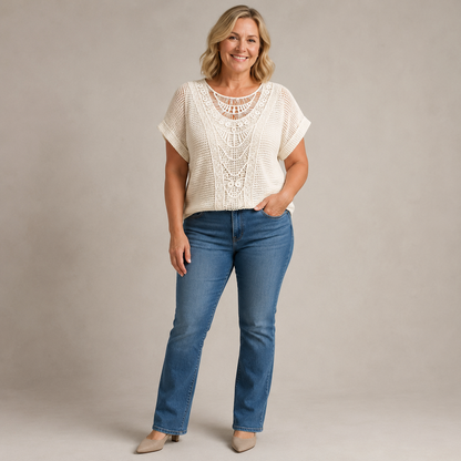 Isabeau Kant Top — Luchtige Elegantie & Verfijnde Details