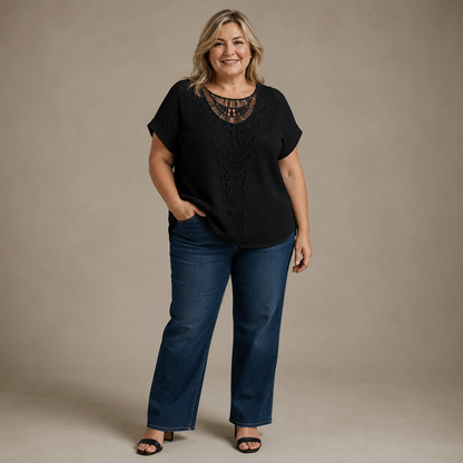 Isabeau Kant Top — Luchtige Elegantie & Verfijnde Details