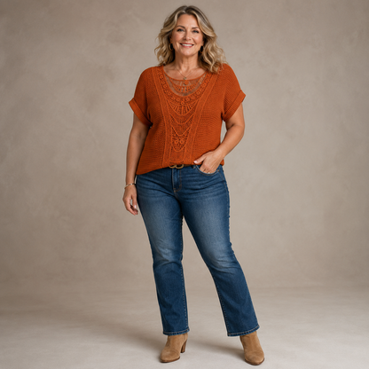 Isabeau Kant Top — Luchtige Elegantie & Verfijnde Details