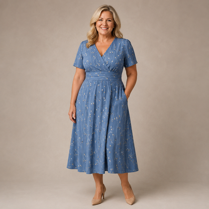 Viviane Midi Jurk — Elegante Print & Tijdloze Pasvorm