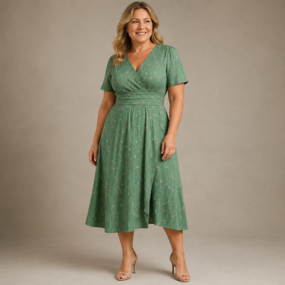 Viviane Midi Jurk — Elegante Print & Tijdloze Pasvorm