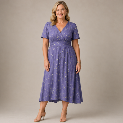 Viviane Midi Jurk — Elegante Print & Tijdloze Pasvorm