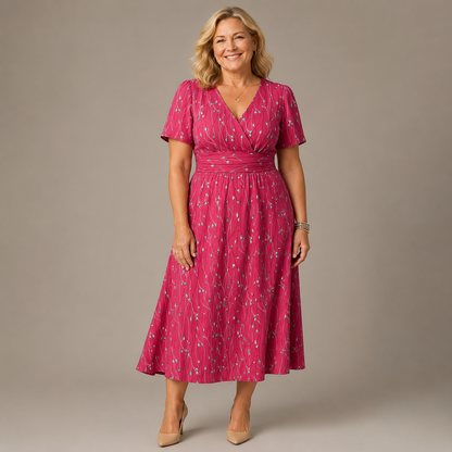 Viviane Midi Jurk — Elegante Print & Tijdloze Pasvorm