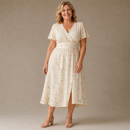 Viviane Midi Jurk — Elegante Print & Tijdloze Pasvorm