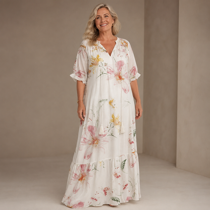 Margaux Flow Jurk — Bloemenprint & Zachte Vrouwelijkheid