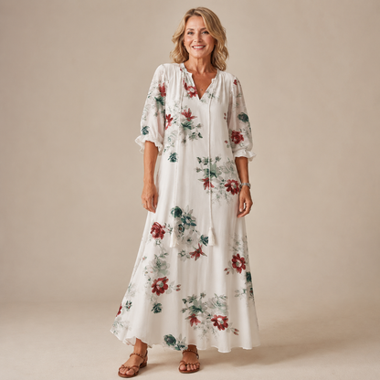 Margaux Flow Jurk — Bloemenprint & Zachte Vrouwelijkheid