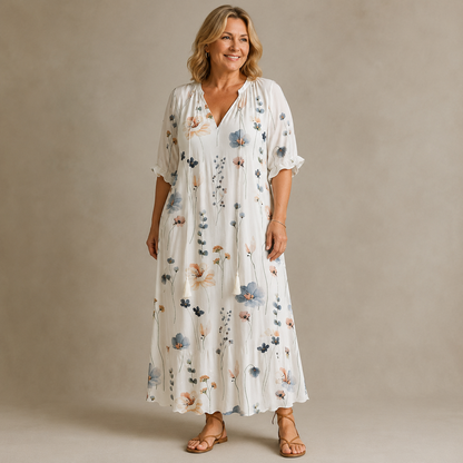 Margaux Flow Jurk — Bloemenprint & Zachte Vrouwelijkheid