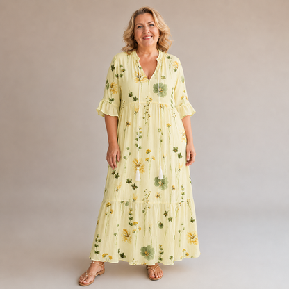 Margaux Flow Jurk — Bloemenprint & Zachte Vrouwelijkheid
