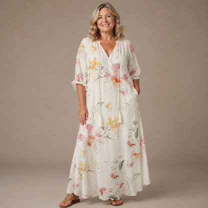 Margaux Flow Jurk — Bloemenprint & Zachte Vrouwelijkheid