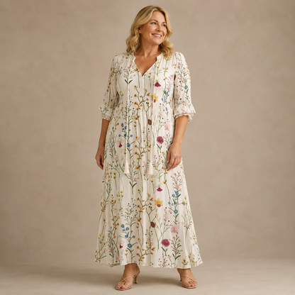 Margaux Flow Jurk — Bloemenprint & Zachte Vrouwelijkheid