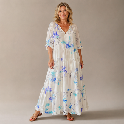 Margaux Flow Jurk — Bloemenprint & Zachte Vrouwelijkheid