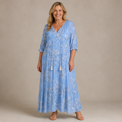 Margaux Flow Jurk — Bloemenprint & Zachte Vrouwelijkheid