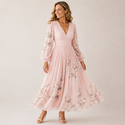 Elmira Bloom Dress - Luchtige maxi jurk die elegant valt