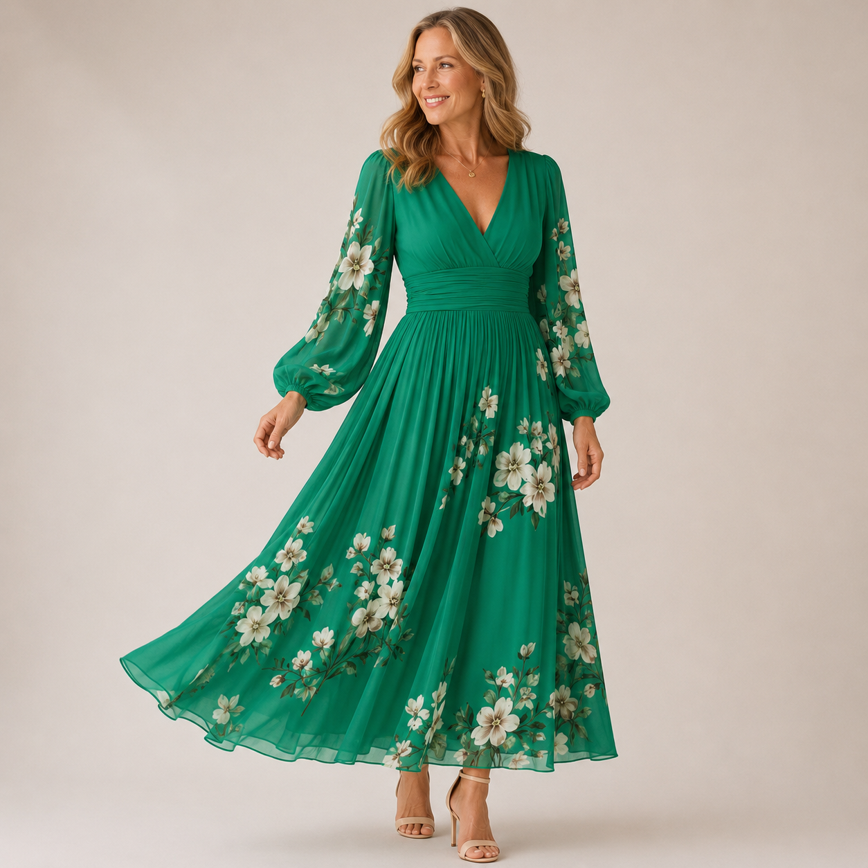 Elmira Bloom Dress - Luchtige maxi jurk die elegant valt