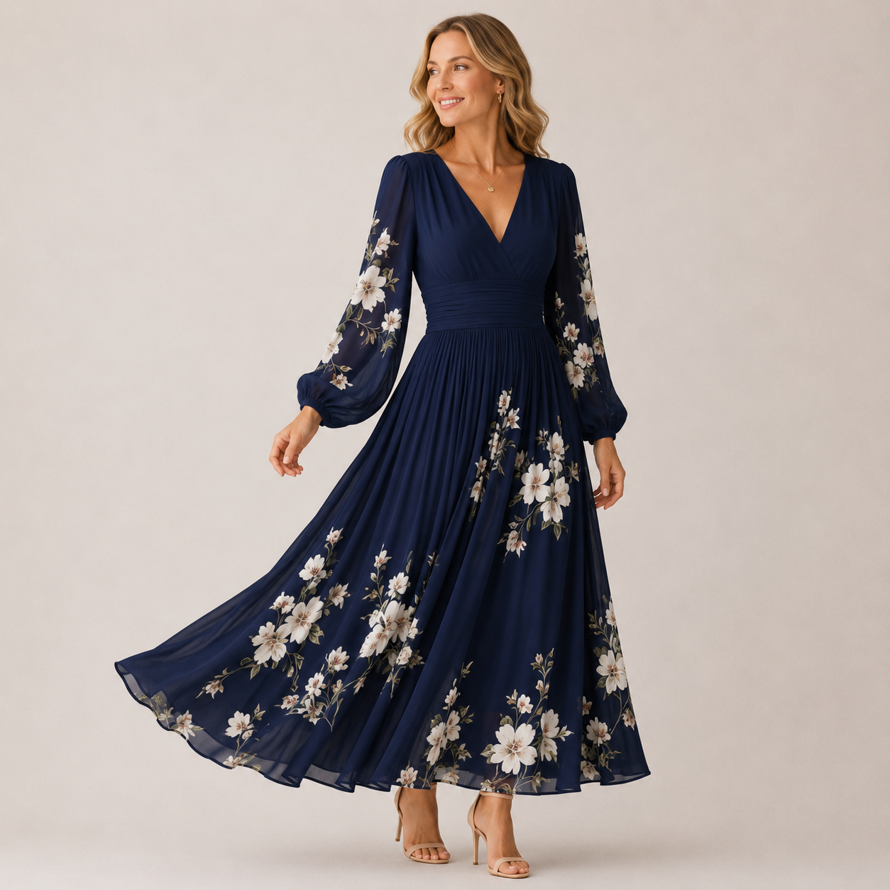 Elmira Bloom Dress - Luchtige maxi jurk die elegant valt