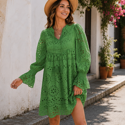 Roseline Broderie Jurk | Luchtig comfort met een romantische uitstraling